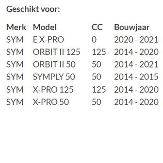 Windscherm Sym Orbit 2 / X-Pro transparant replica origineel (Merk: Aplus)